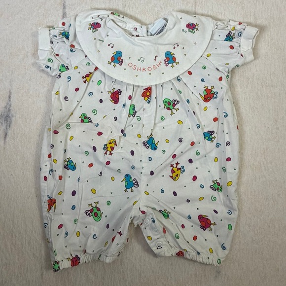 OshKosh B'gosh Other - Vintage OshKosh Baby Romper 3-6 Months Birds Musical Print USA Made Bubble